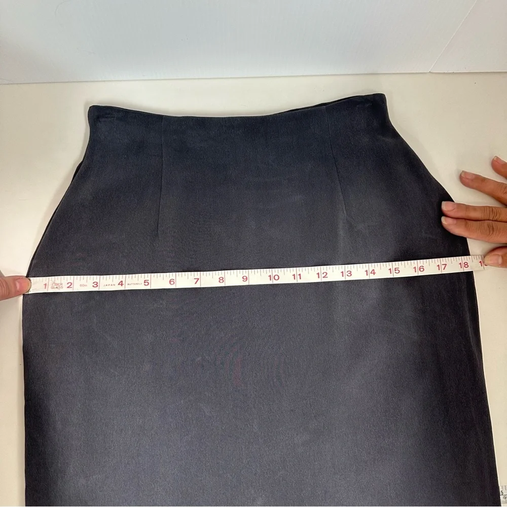 JONES NEW YORK Silk Maxi Skirt 6 Petite Lined Gray Back Zip Back Vent